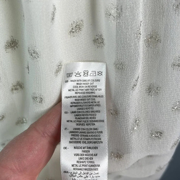 YUMI Ivory Gold Speckled Metallic Dress 2 Piece Sheer Sleeveless Coquette Size M - Picture 8 of 10